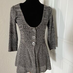 Tiara Gray Knit Sweater Dress with Button Detail